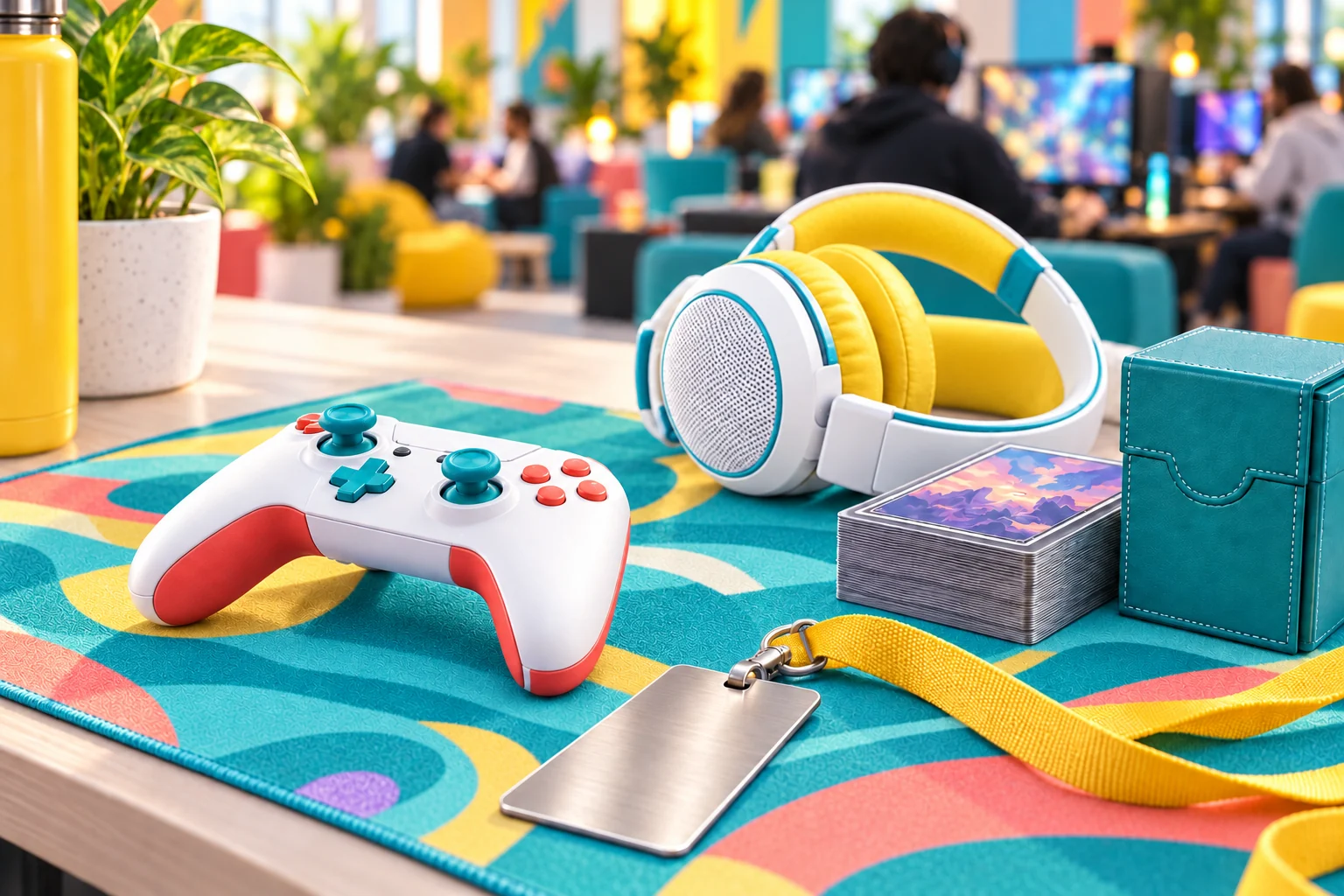 AI campaign artwork showing gaming equipment and collector accessories